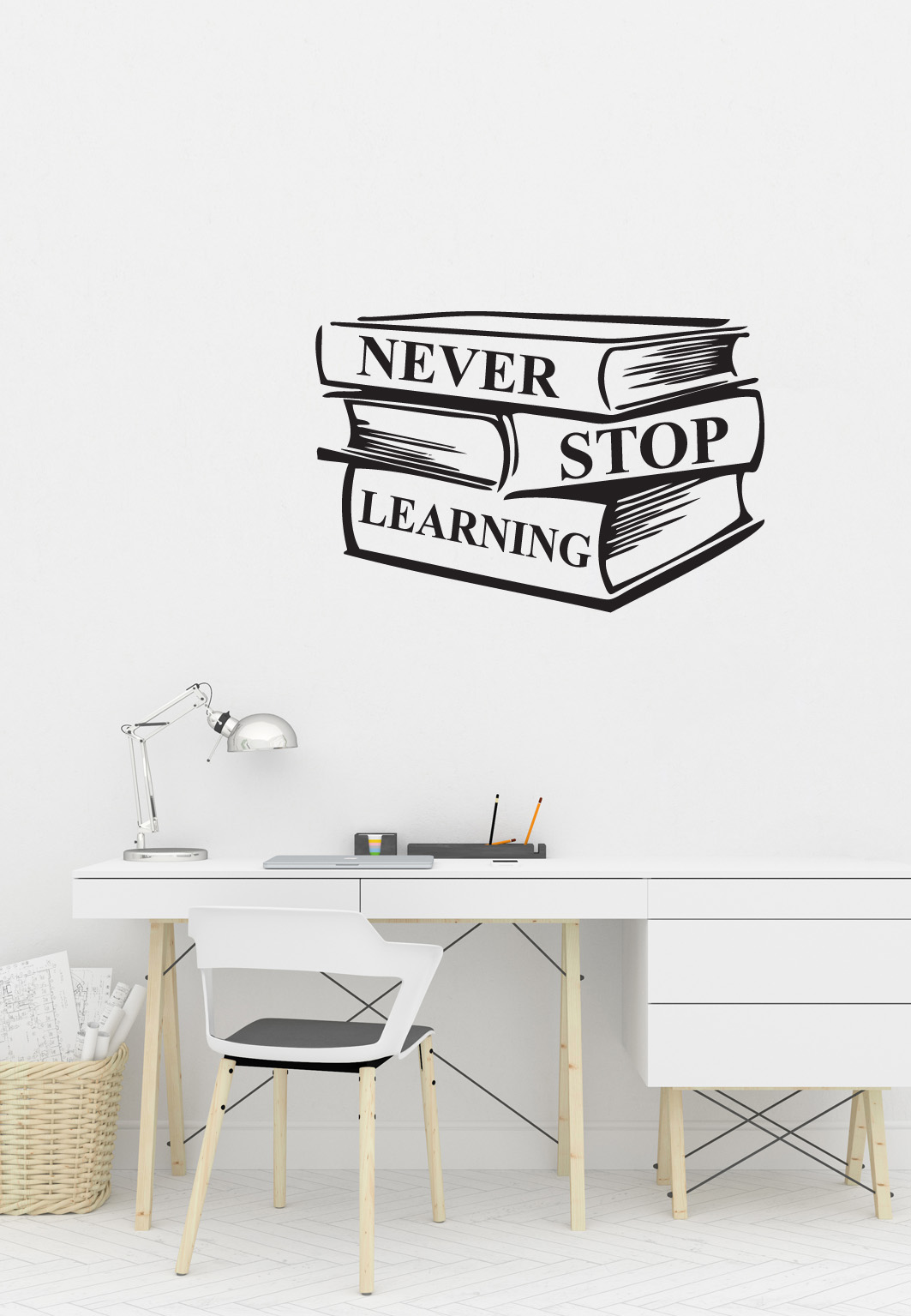 מדבקת קיר - never stop learning