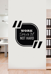 מדבקת קיר : Work smart not hard