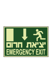 שלט פולט אור - יציאת חרום -  2  EMERGENCY EXIT