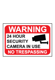 שלט - WARNING - 24 HOUR SECURITY CAMERA IN USE