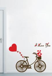 מדבקת קיר - אופניים של אהבה