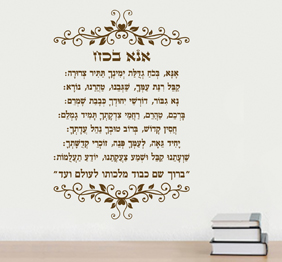 מדבקת קיר - תפילת אנא בכח - מתוך תהילים