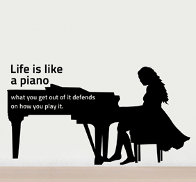 מדבקת קיר - Life is like a piano