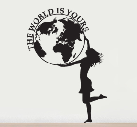מדבקת קיר - The world is your - 2