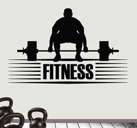 מדבקת קיר לחדר כושר - fitness ומרים במשקל כבד