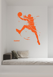מדבקת קיר - שחקן כדורסל מניף כדור