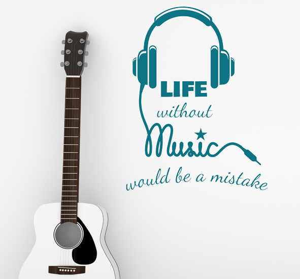 מדבקת קיר - life without music - 2