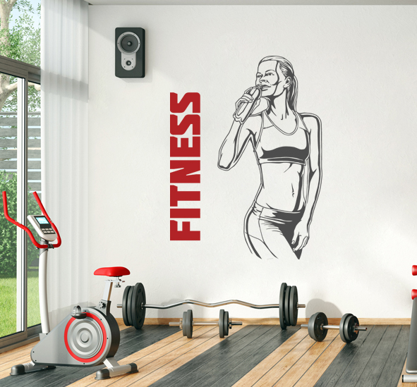 מדבקת קיר - FITNESS - מתעמלת נחה