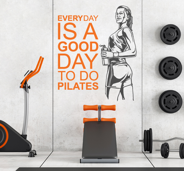 מדבקת קיר משפט השראה - Pilates בשילוב מתעמלת