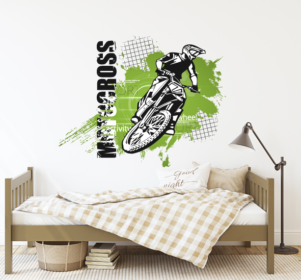 מדבקת קיר - הדפסת טפט וניל - אופנוע MOTOCROSS דגם 1