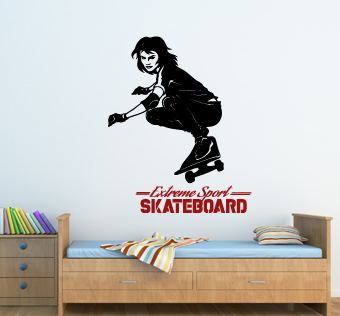 מדבקת קיר - גולשת סקייטבורד - דגם 3 - SKATEBOARD