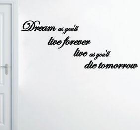 מדבקת קיר - Dream as you‘ll live forever live as you‘ll die tomorrow 