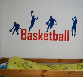 מדבקת קיר - שחקני כדורסל בתנועה