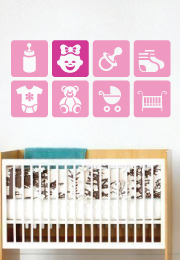 מדבקות קיר בחלקים לחדר תינוקת