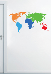 מדבקת קיר - מפת העולם בצבעים