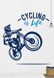 מדבקת קיר - אופניים - cycling is life