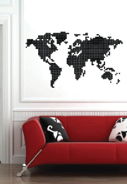 מדבקת קיר - מפת העולם בנקודות
