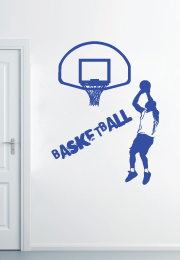 מדבקת קיר - שחקן כדורסל זורק לסל