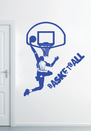 מדבקת קיר - שחקן כדורסל מטביע לסל