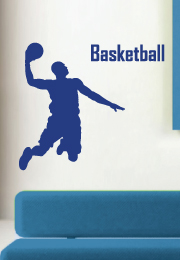מדבקת קיר -  שחקן כדורסל וטקסט