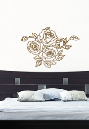 מדבקת קיר - ורדים בראש מיטה